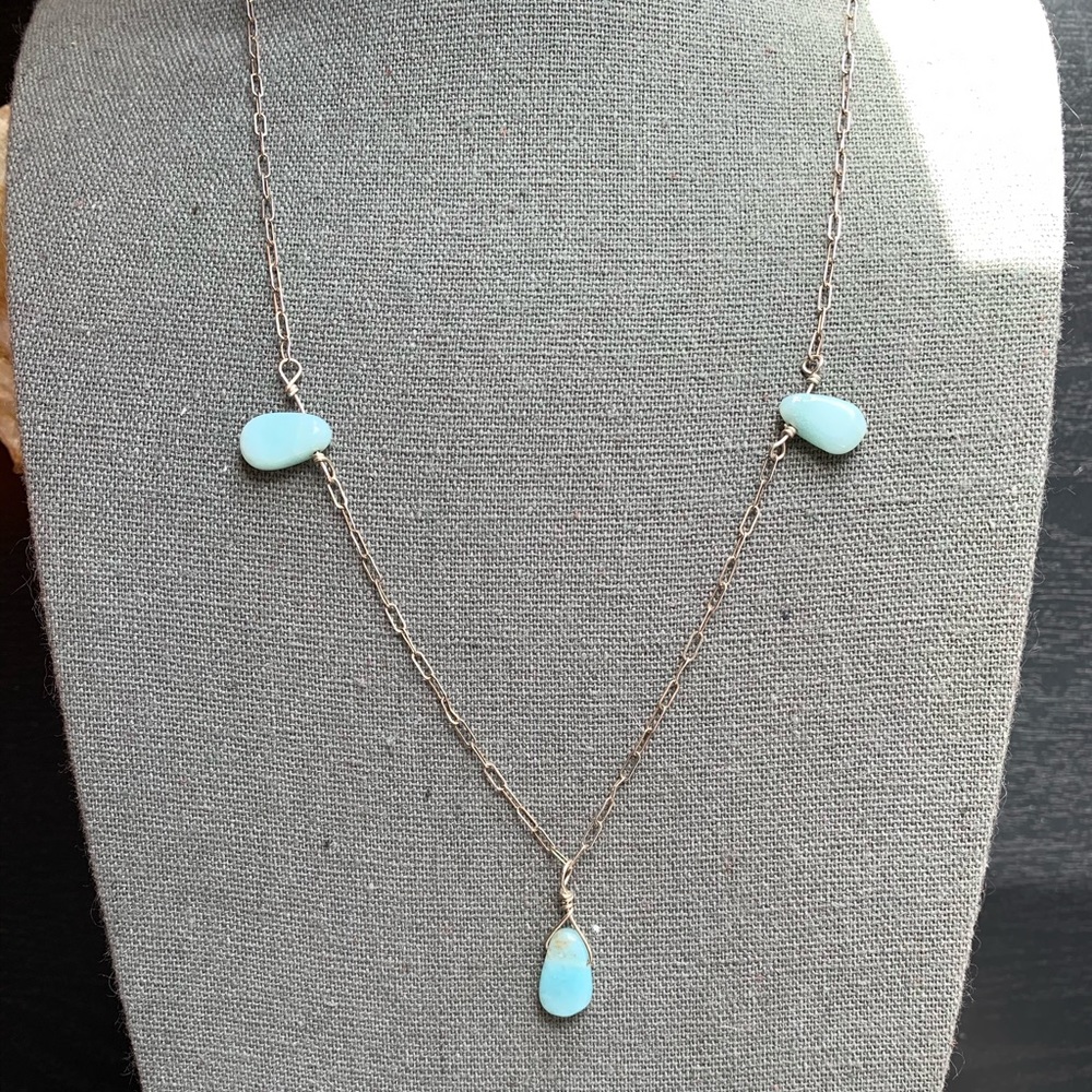 Sterling Silver Adventurine Paper Clip Necklace